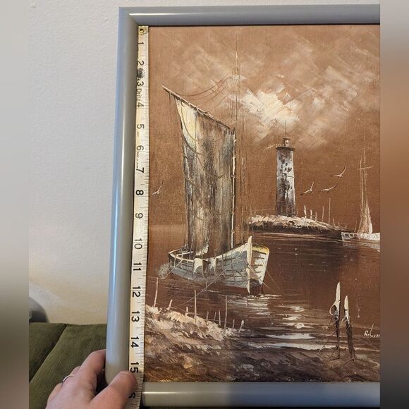 Rikard Lindstrom Original Nautical Oil Painting Signed Lighthouse and boat - Picture 7 of 12